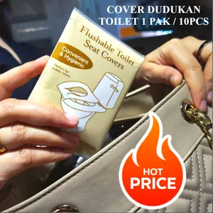 [COMME]  10 pcs HYGIENIC Toilet Seat Cover Alas Kloset Duduk di Toilet Umum Disposable Kertas Pelindung Dudukan WC Waterproof Anti Air Travel Traveling Travelling Haji Umroh Tisu Tissue Kamar Mandi Darurat Sekali Pakai Higienis Anti Kuman Bakteri