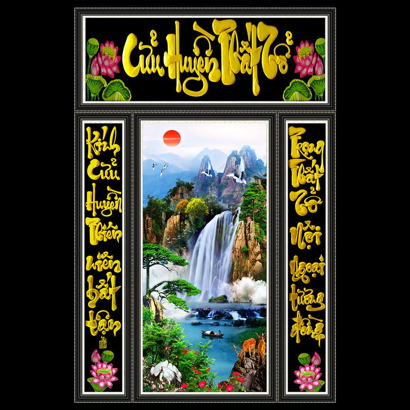 Tranh Cửu Huyền Thất Tổ, tranh dán tường trang trí bàn thờ, trang trí phòng thờ, in sắc nét Decor Tường Phòng Khách