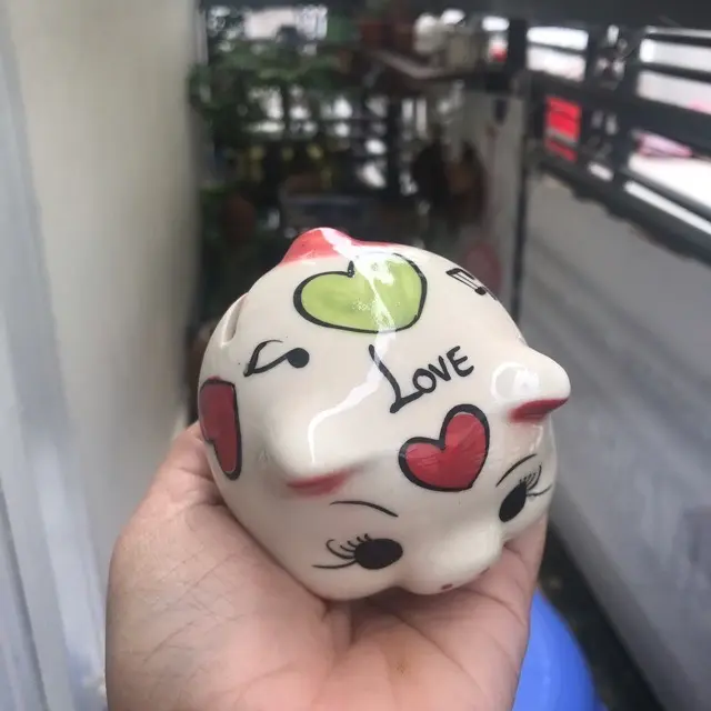[ ĐỰNG TIỀN ] Heo sứ mini  Ống Tiết Kiệm Đựng Tiền Ống Heo Đồng 0