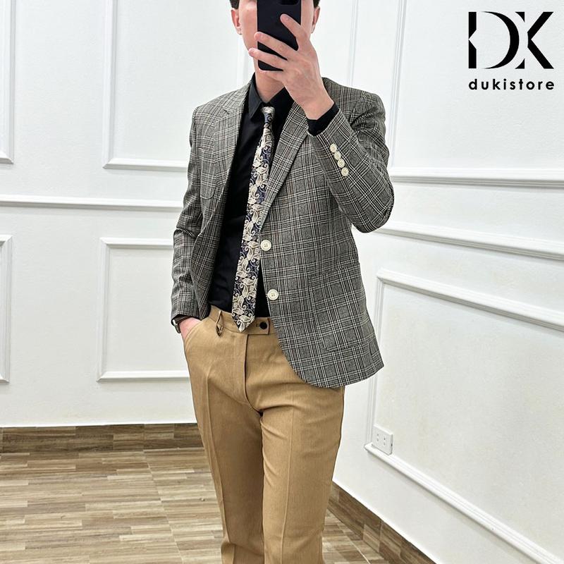 Áo khoác Jacket blazer nam, áo vest nam Menswear balzer nam kẻ caro phong cách Hàn Quốc ADK0021 - DUKI STORE