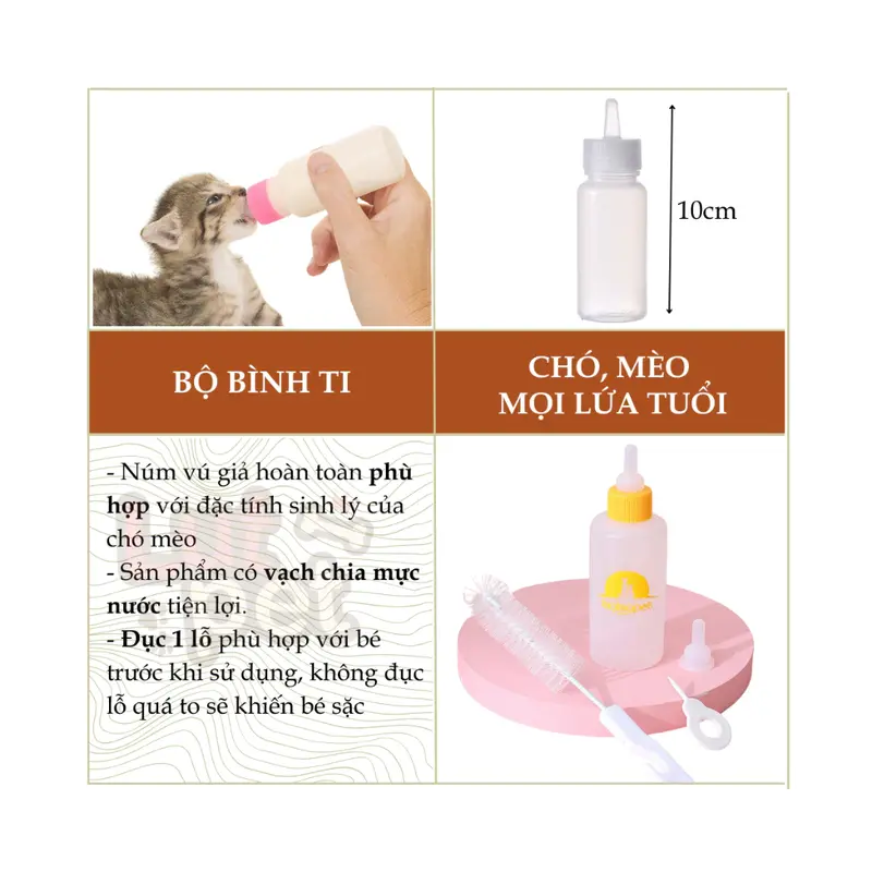 Bình ti sữa cho chó mèo sơ sinh - bình mớm sữa cho cún, mèo con - lutpet 1