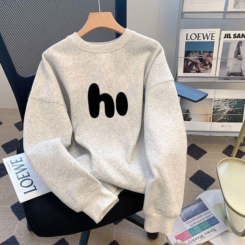Product Introduction of Trendy Simple Hoodless Crewneck Sweatshirt for Men and Women, Autumn Winter 2023 New Fleece American Style Ins Versatile Top Boy 16
