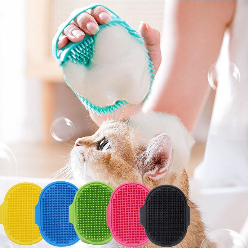 Product Introduction of Pet Silicone Bath Brush Hair Grooming Massage Tool Cat Dog Soft Bathroom Washing Gloves Pet Cleaning Comb Brush Tools 1