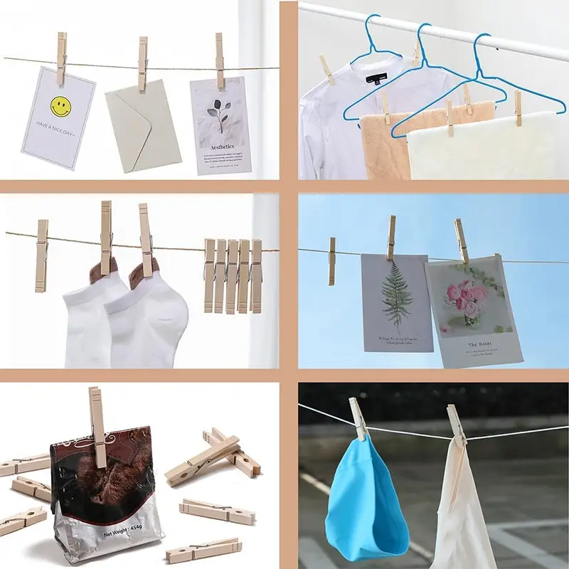 Pack of 100 Wooden Pegs Strong Clothes Pegs for Washing Lines Arts & Crafts Washing Pegs & Photo Hanging 3