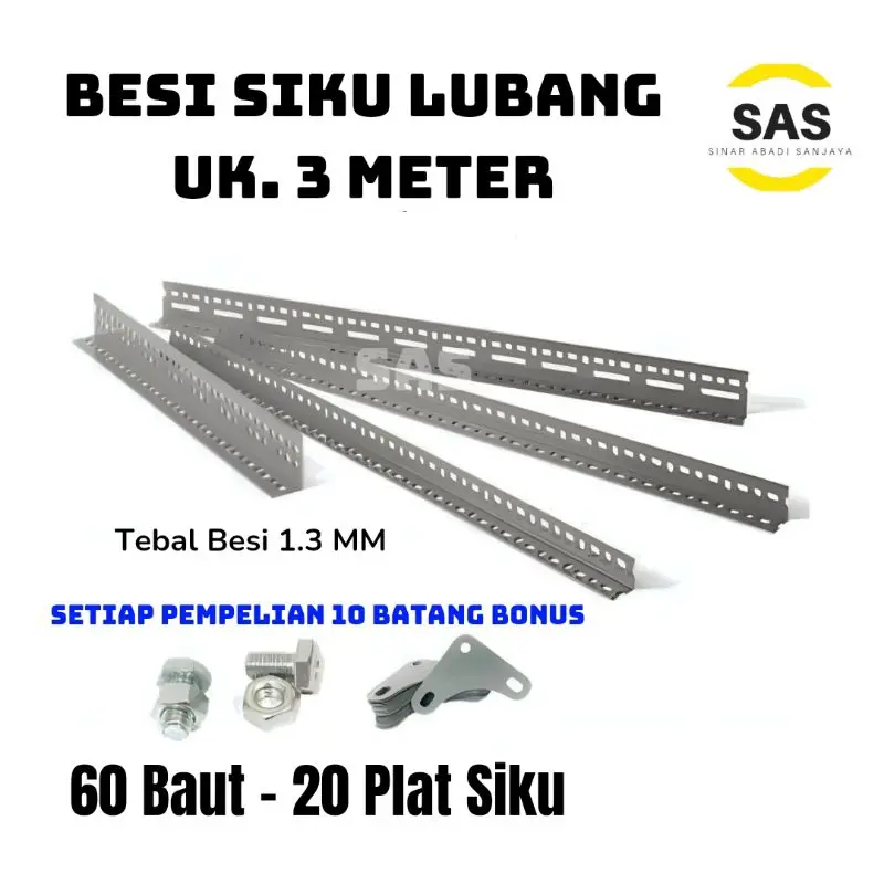 [SAS] [Isi 10 Pcs] Besi Siku / Rak Siku / Siku Lubang besi / siku rak barang / rak siku lubang tebal berat 1,6 kg