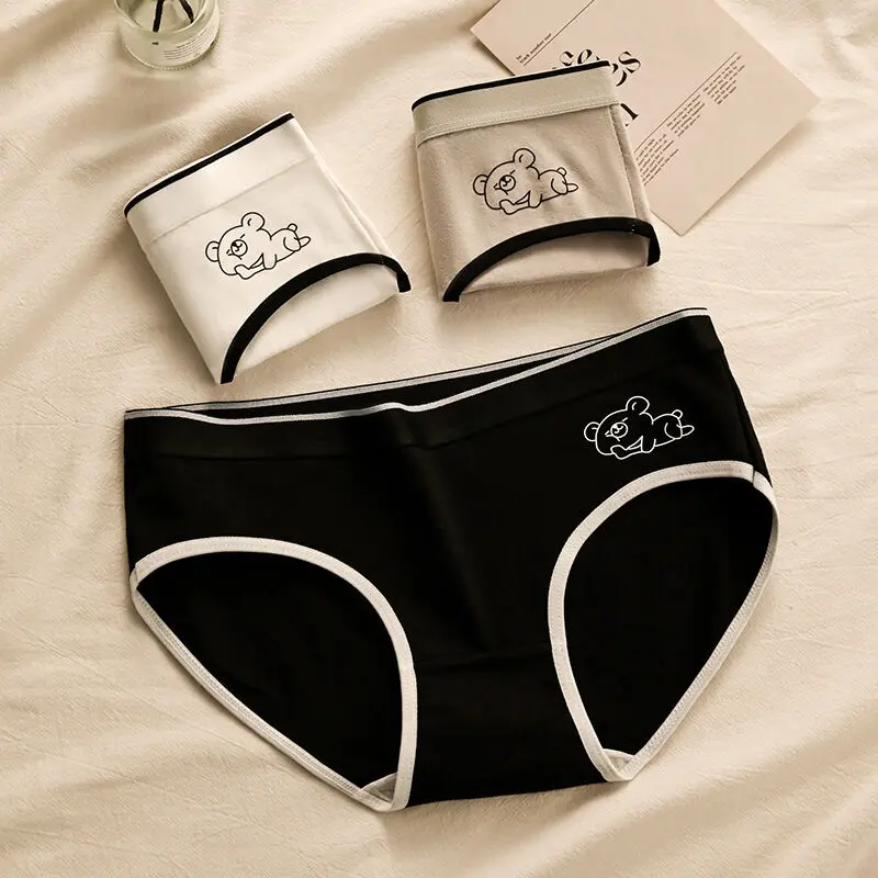 Summer Mid-waist Seamless Panties for Women Cotton Crotch Comfortable Briefs Female Antibacterial Breathable Soft Elastic Antibacterial Underwear Triangle Lingerie Japanese Cute Style