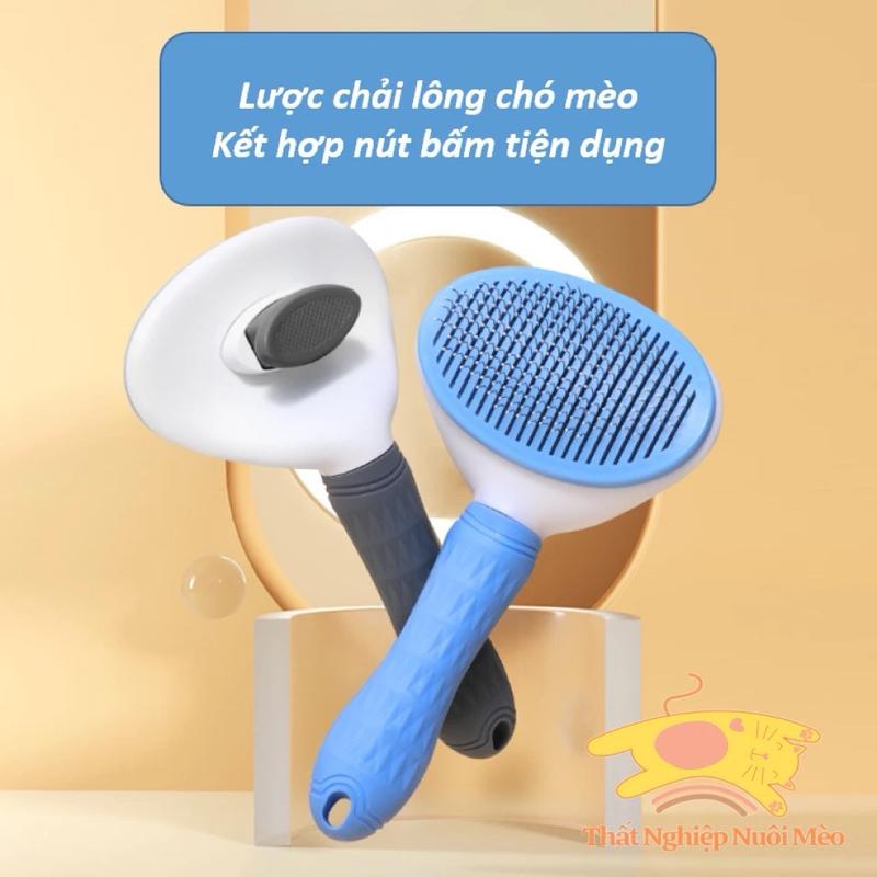 Lược chải lông hình mèo- Bàn chải lông chó mèo có nút bấm- Lược chất liệu thép…