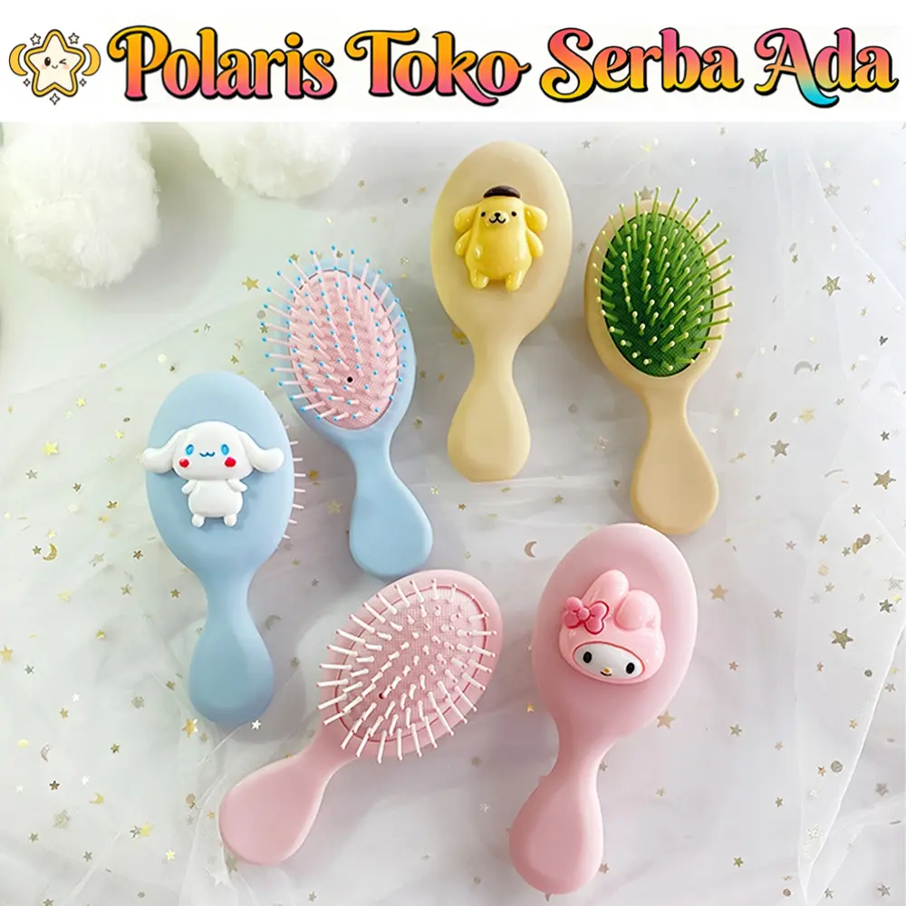 Polaris Toko Serba Ada Sisir Rambut H929 Mini Karakter 3D Lucu Anti Kusut Portable Travel Simple Motif Oval Berat 58g Bahan Plastik Silikon - Jam