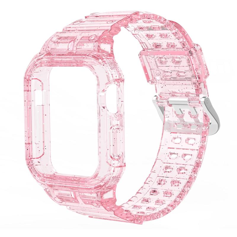 Solid Color Glitter Watch Band (Band Only), Adjustable TPU Transparent Sports Watch Band, Replacement Watch Band For Apple Watch, Electronics Accessories 4