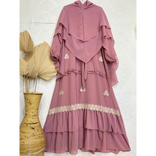 Gamis Syari Ceruty Babydoll Kode SB | Gamis Set Khimar Polos 9