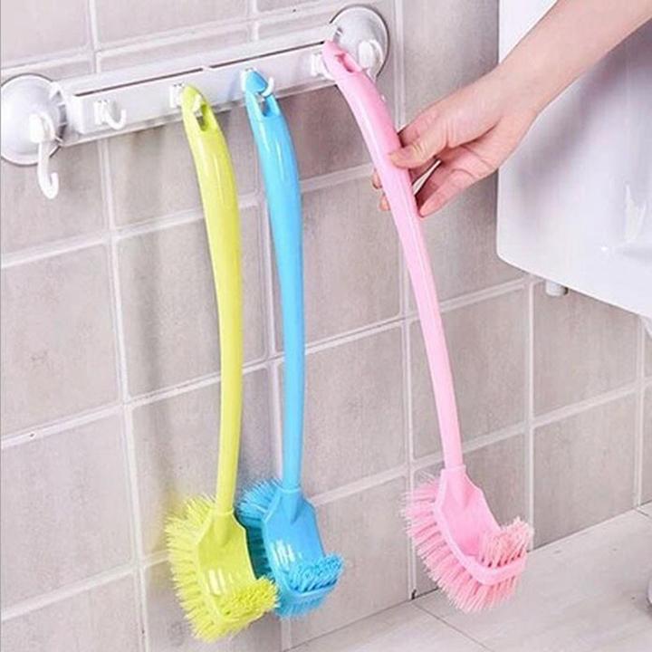 Dụng Cụ Cọ Vệ Sinh Toilet 2 Đầu Nhựa PP Cước Màu - Cây Chà Bồn Cầu Tiện Lợi Làm Sạch 2