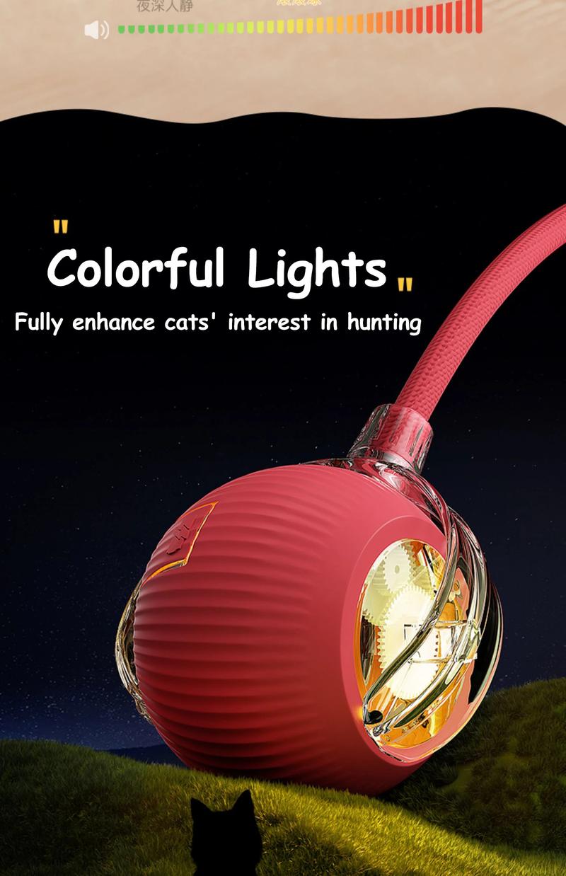 Product Introduction of New Cat Interactive Ball Toy Automatic Rolling Ball Faux Tail Rechargeable Smart Pet Electric Toy Dog Cat Training Imitate Mouse 29