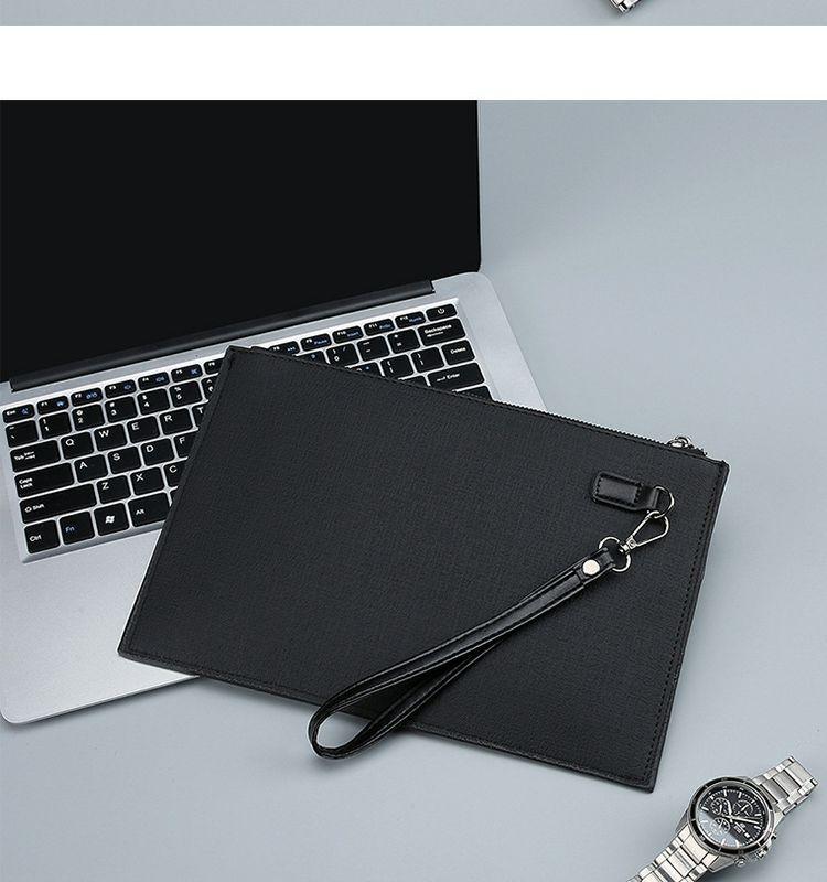 Product Introduction of New Men's Clutch Large Capacity Soft Leather Clutch Envelope Package Trendy Briefcase Business Men's Bag Live Supply 5
