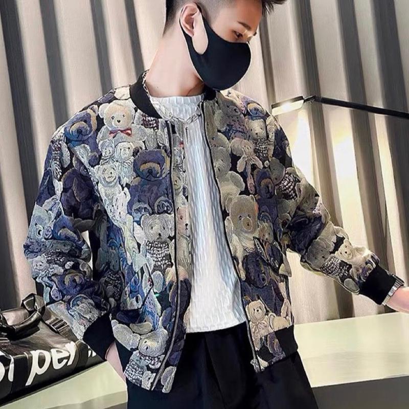 Áo Khoác Bomber Gấu Vải Jean Gấm Có Lót Trong