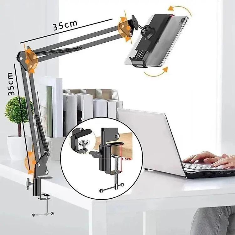 Kẹp máy tính bảng cạnh bàn, kẹp cạnh bàn đa năng xoay 360 độ, kim loại