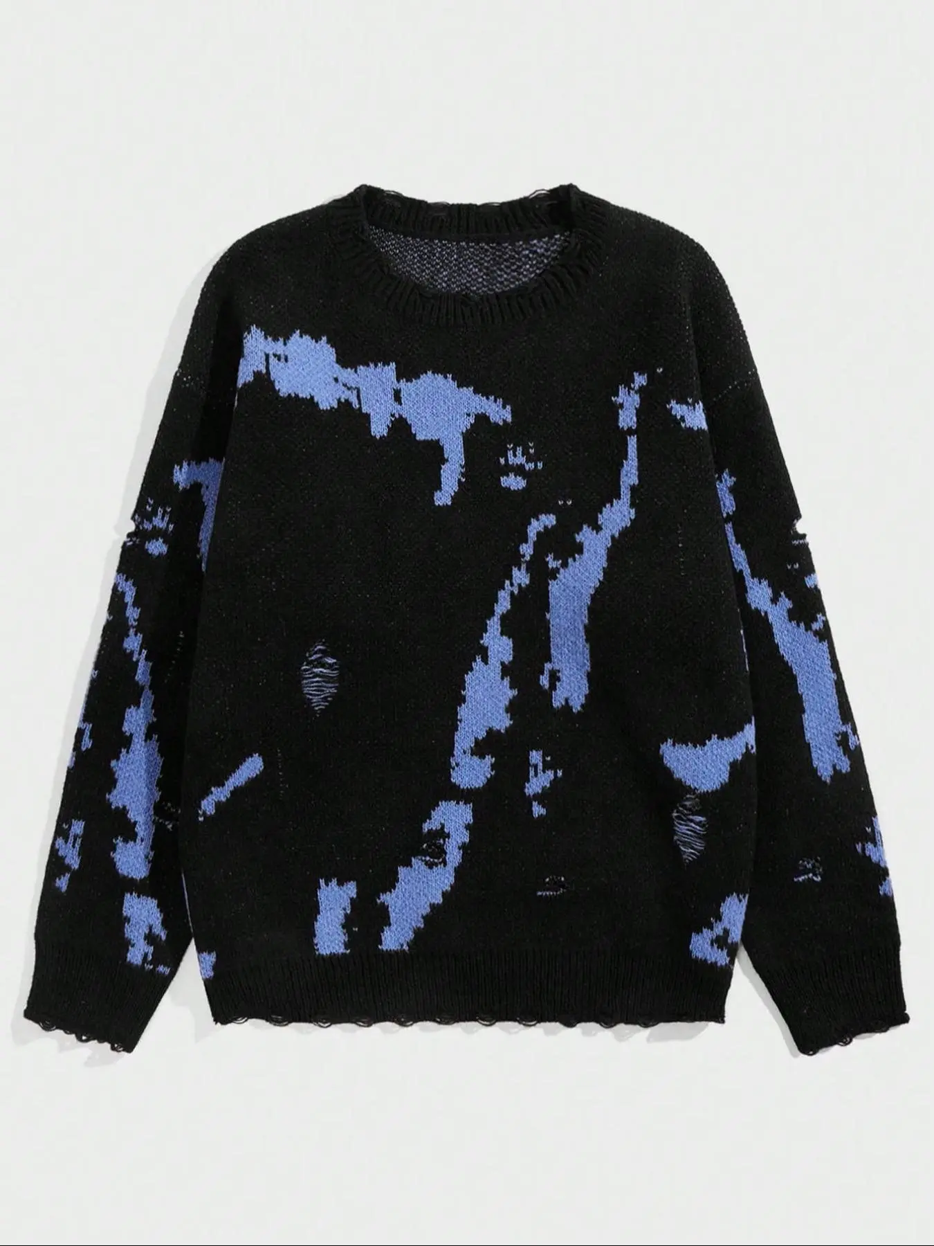 Men's Star Print Round Neck Sweater, Regular Fit Casual Street Long Sleeve Crew Neck Jumper for Fall & Winter, Fashion Men's Knitwear for Daily Wear, Tops