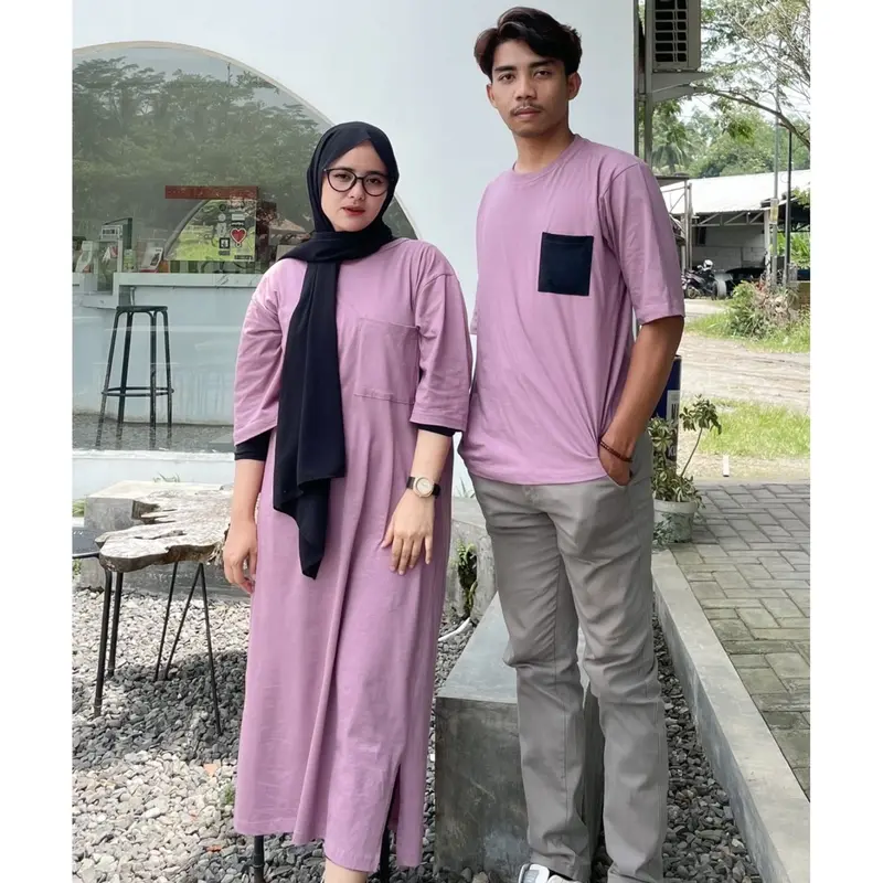 Baju Couple Pasangan T-Shirt Pocket | Bisa Beli SATUAN Basic Combed Oversize Dress Lembut Kaos Tee Tunik Tangan Katun Polos Kain Atasan 1