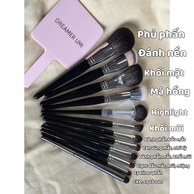 KHÔNG CÓ GƯƠNG - set 12 cọ trang điểm cơ bản tiện lợi