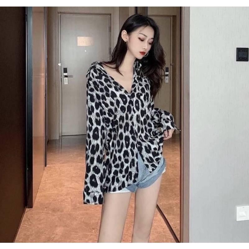 kemeja leopard jumbo / kemeja leopard LD 120 / kemeja leopard oversize Baju  Rayon Panjang 0