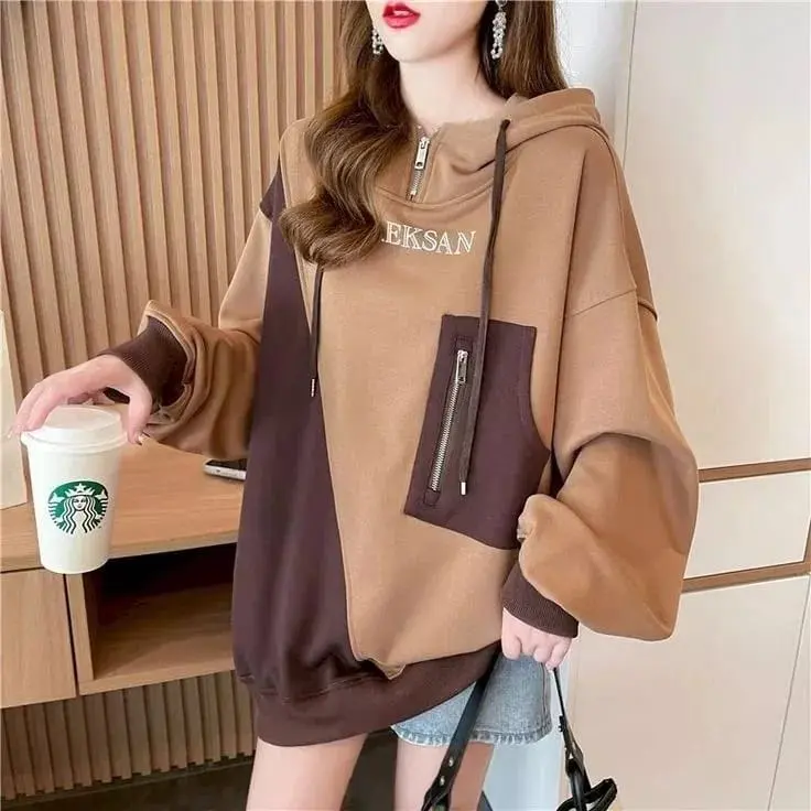 Oishi Aeksan Hoodie Sweater Wanita Korean Style - Sweater Hoodie Wanita Oversize kekinian 1