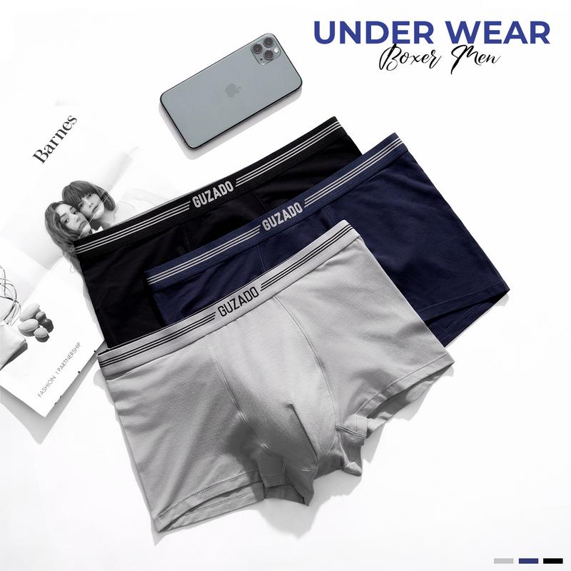 [Underwear] Combo 3 Quần Sịp Đùi Nam Thương Hiệu GUZADO Đồ Lót Menswear Dáng Quần Boxer Vải Bambo Thoáng Khí Kháng Khuẩn GBX02