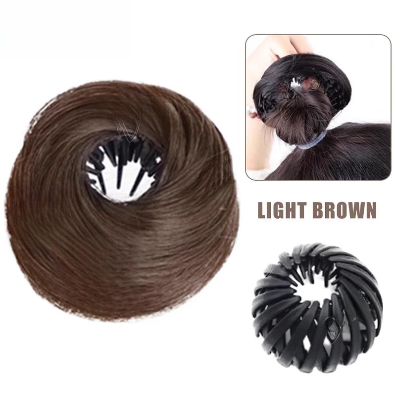 Tóc Giả Tổng Hợp, Kiểu Búi Tóc Thẳng Bánh Rán, Nữ, Bồng Bềnh, Tăng Mở Rộng Tóc, Kẹp Kiểu, Tóc Giả Búi Tóc Thẳng Bánh Rán 9