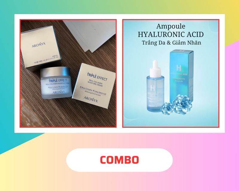 Combo Serum Hyaluronic Acid whitening & Anti Wrinkle 50ml + Kem dưỡng Triple Effect Real Collagen 50ml