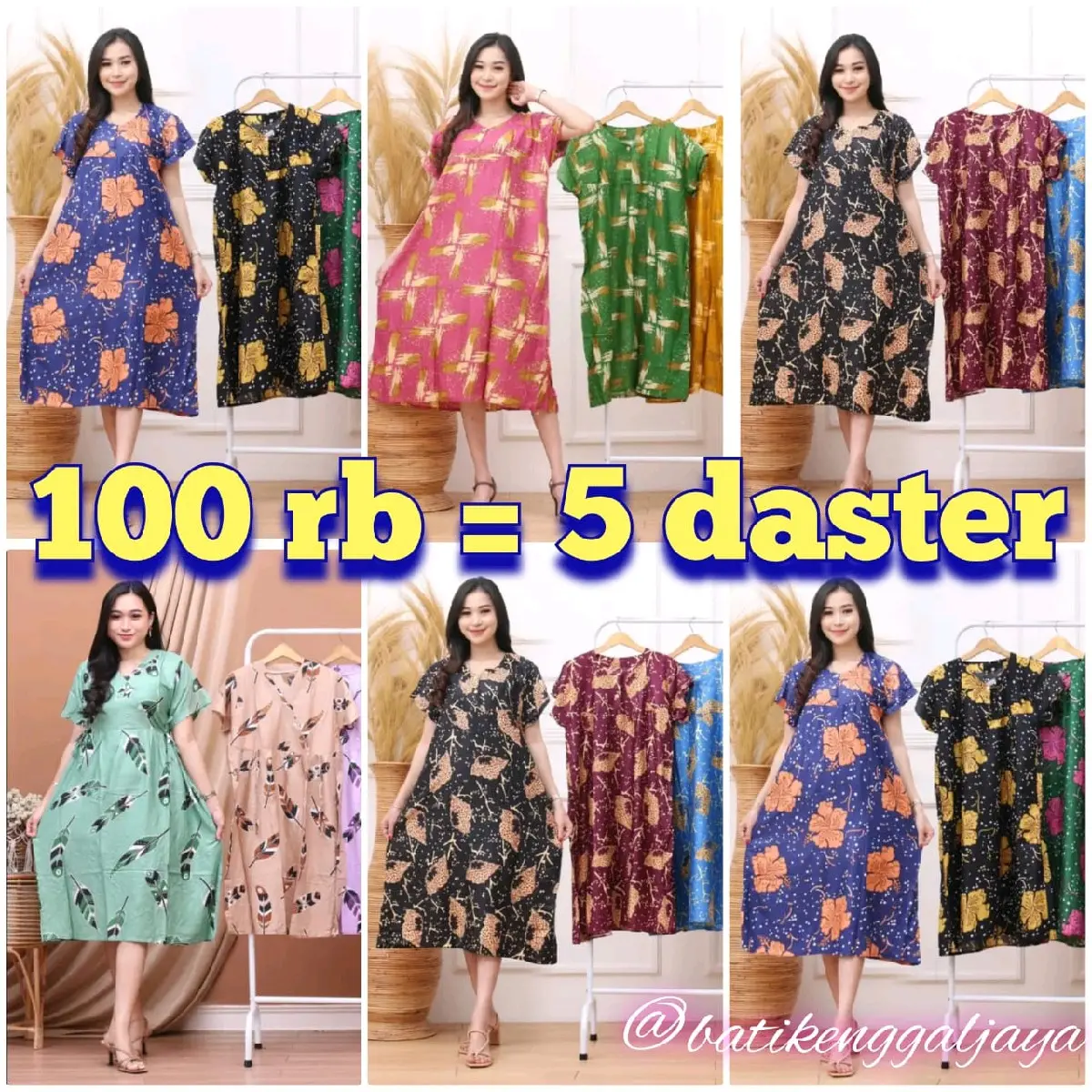 DASTER VIRAL 100 DAPAT 5 Musim panas Busui Motif Rayon Bumil Kancing Pendek Wanita Dress