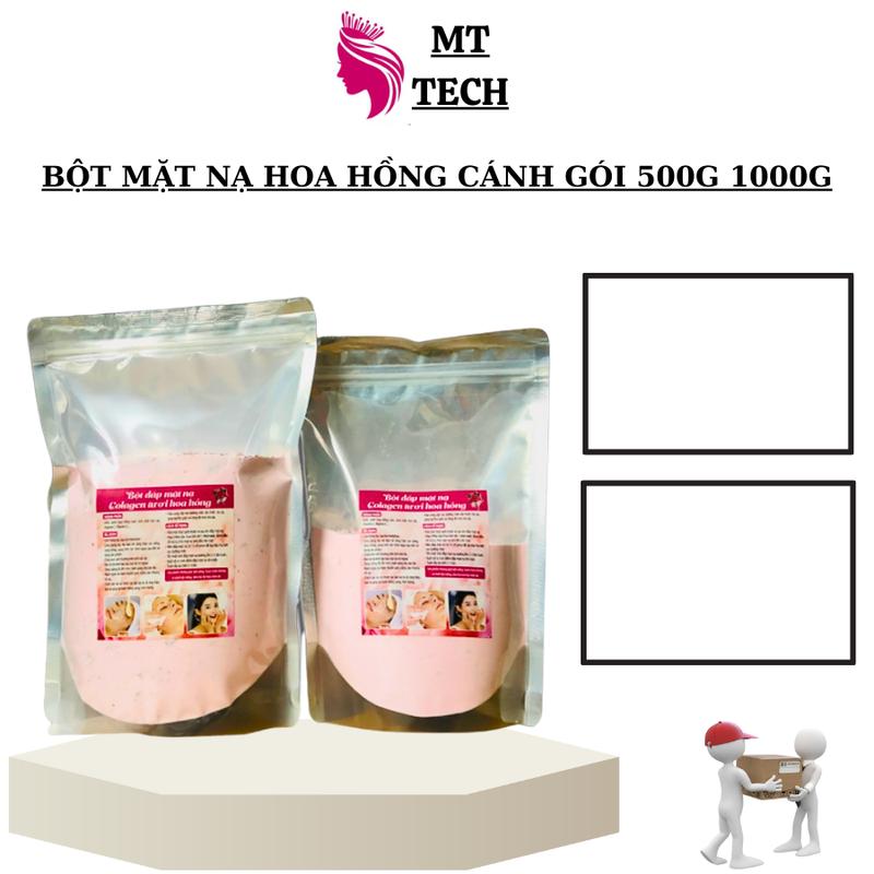Bột Mặt Nạ Dẻo Hoa Hồng Cánh Collagen Giúp Da Căng Mịn, Trắng Sáng Túi 500g, 1000g