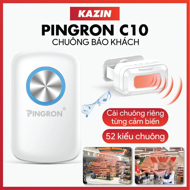 Chuông cửa không dây C10 Pingron, chuông báo khách hồng ngoại không dây