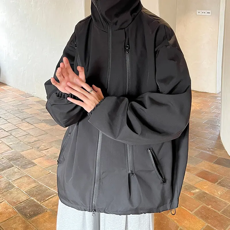 Áo khoác gió unisex chống nước chống bụi Áo khoác dù nam nữ form rộng nhiều khóa Jacket