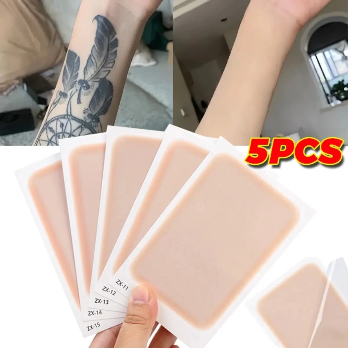 Miếng Dán Che Khuyết Điểm Hình Xăm Siêu Mỏng, Không Thấm Nước, Bộ 5 Miếng, Che Sẹo, Vô Hình, Màu Da, Unisex, Dụng Cụ Trang Điểm Cơ Thể, Thích Hợp Để Che Phủ Hình Xăm, Bao Gồm Miếng Dán