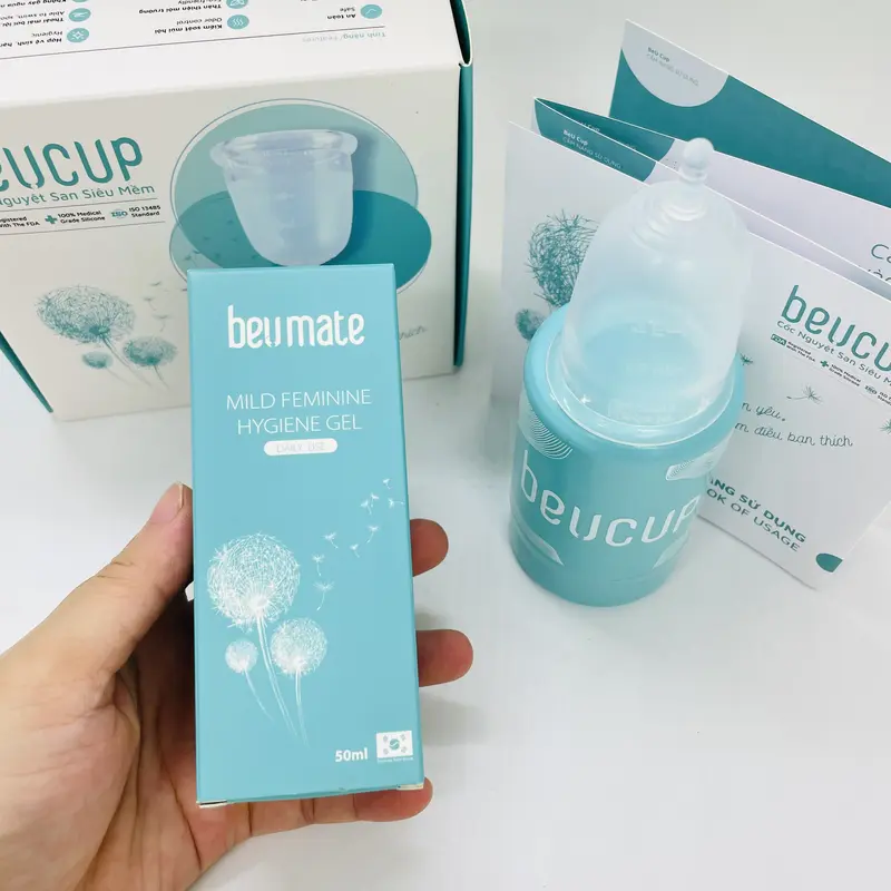 Cốc nguyệt san BeuCup - An toàn với silicone nhập khẩu từ Đức - Tặng kèm 1 mini Vĩnh hồng xuân dành cho Nữ 1