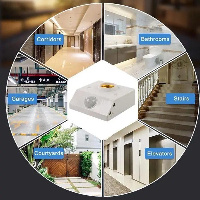 Fitting sensor lampu kamar mandi penghemat daya listrik fiting pengganti - Model kotak 6
