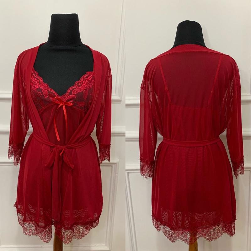 LindaGalz ZURY Pakaian Tidur Wanita 2001 Kimono Lingerie set 4 in 1 3