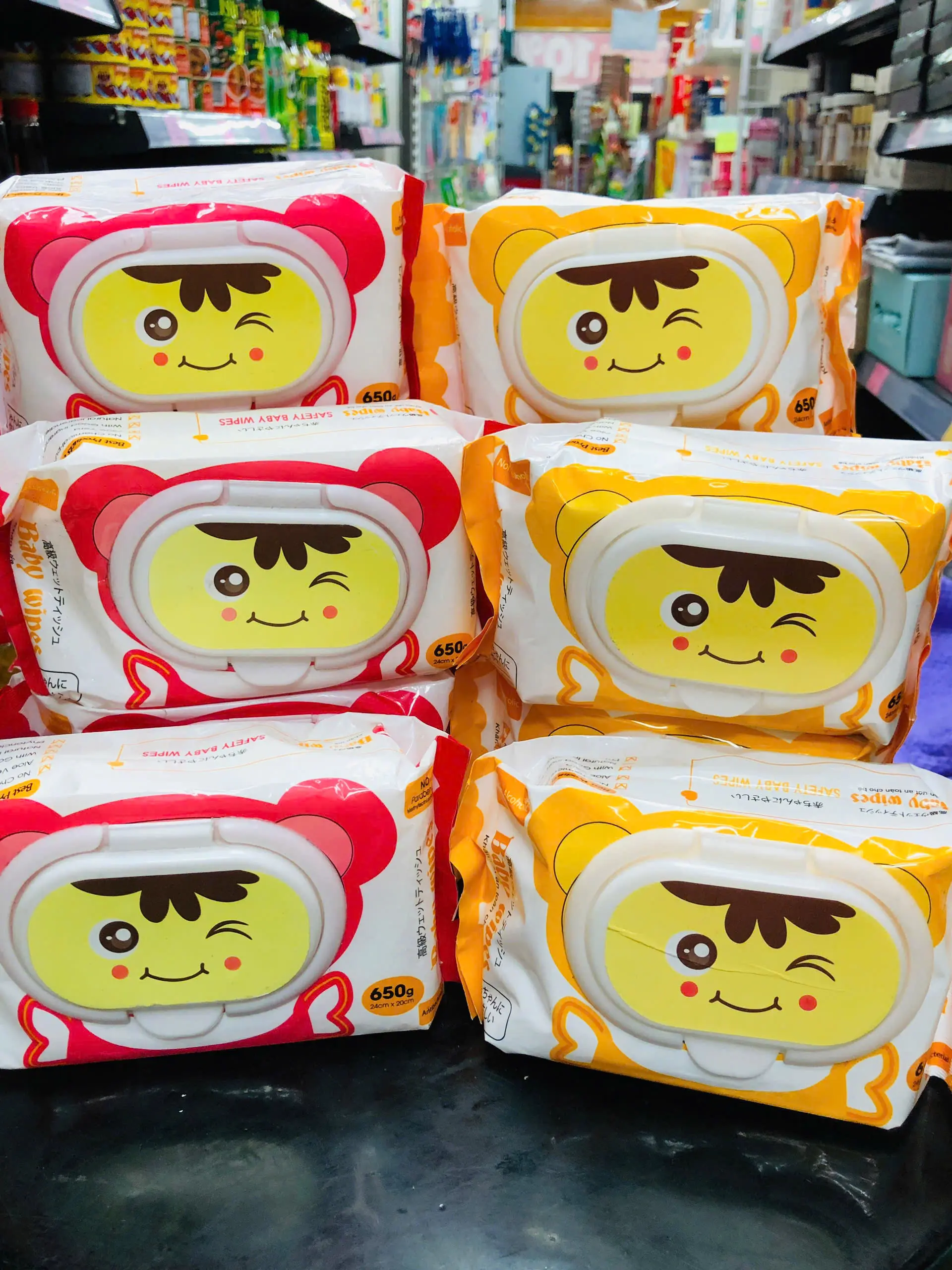 Thùng 10 bịch khăn ướt Baby Wipes 650g (Thực tế 500g) không mùi không cồn an toàn cho bé.