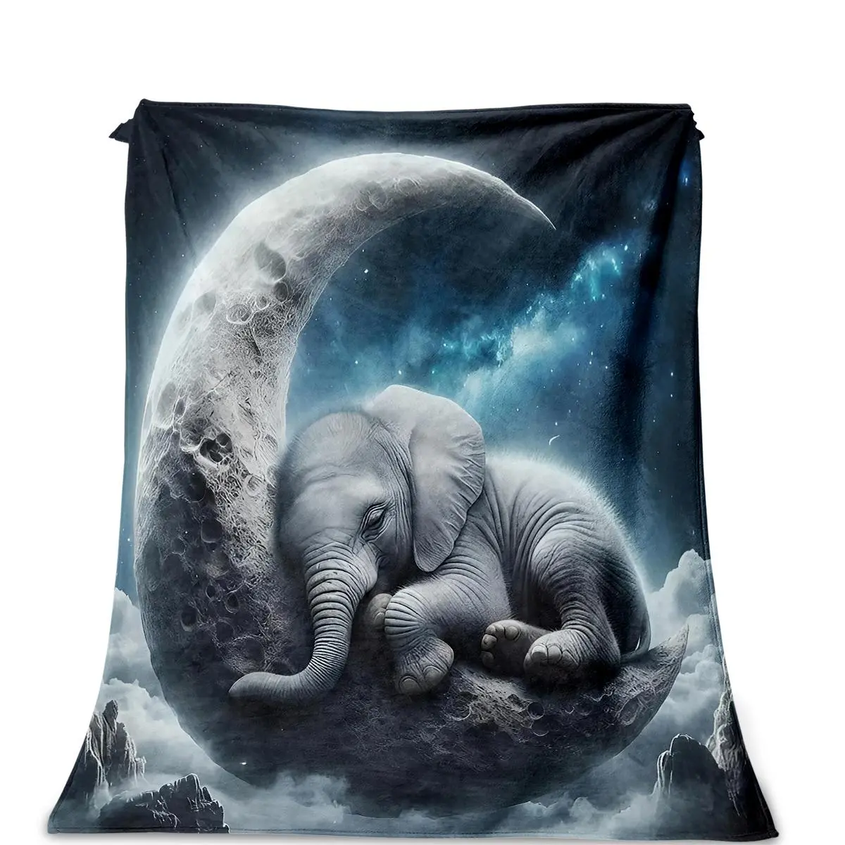 Cute Sleeping Elephant Pattern Blanket, Soft Comfortable Throw Blanket, Cool Bedroom Bedding Blankets, Warm Napping Blanket for Home Office Travel