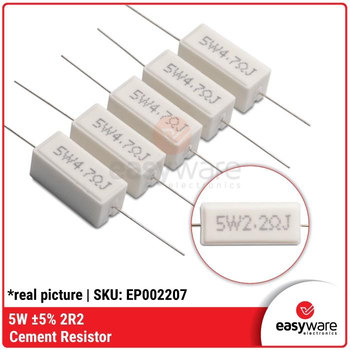 Cement Resistor 5W 5% 2R2 Cement Resistor Kapur Putih 2.2 Ohm 5 Watt 0