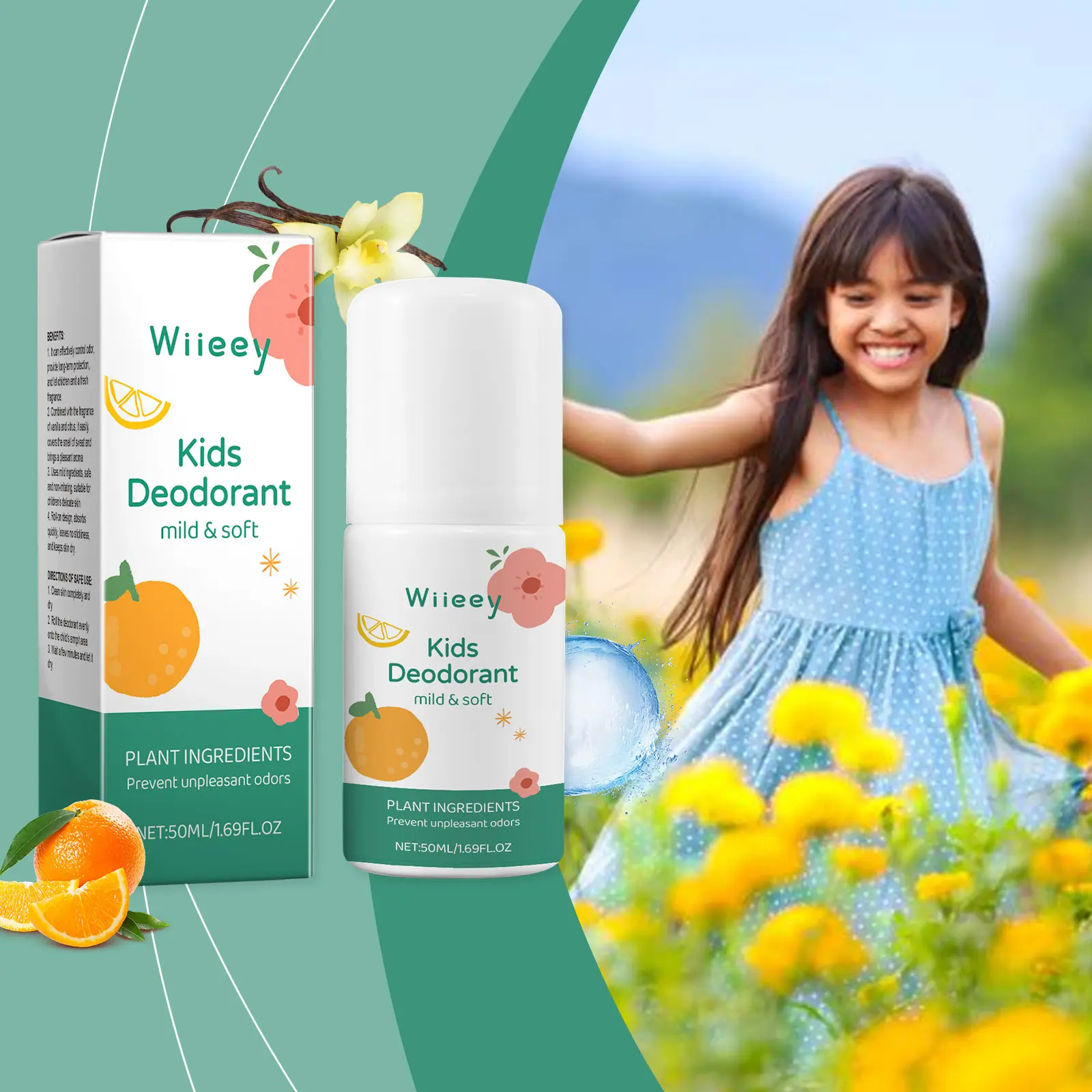 Wiieey Vanilla Citrus Roll-On Fragrance For Kids Sweat Roll-On Armpit ...