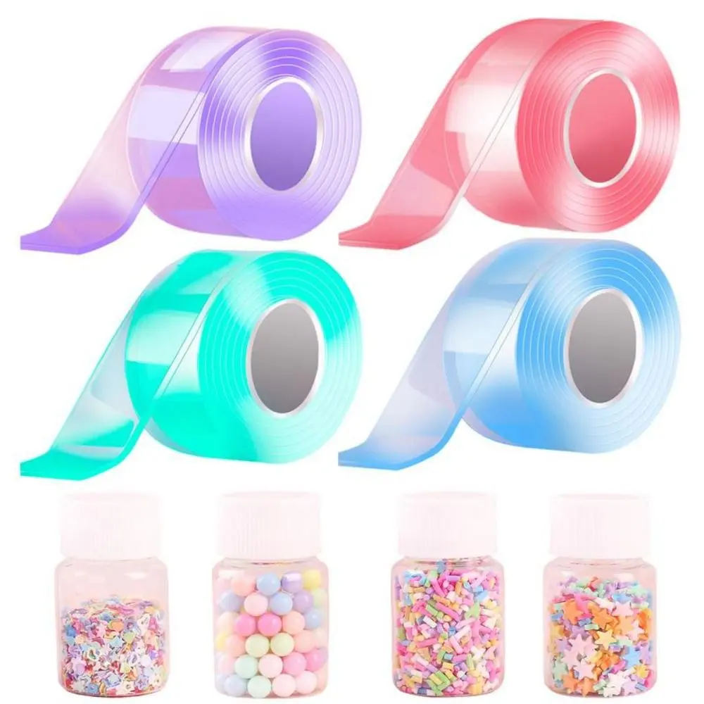Adhesive Blowable Bubble Tapes Colorful Glitter Double-Sided High Sticky Nano Bubble Tape For Diy Craft Pinch Toy Making
