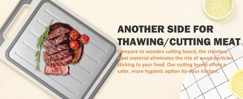Product Introduction of 304 Stainless Steel Cutting Board for Kitchen, Double Sided Meat Cutting Board with Diversion Groove, Grater, Food-Grade Wheat Straw PP Material, Anti-slip, Easy to Clean 9