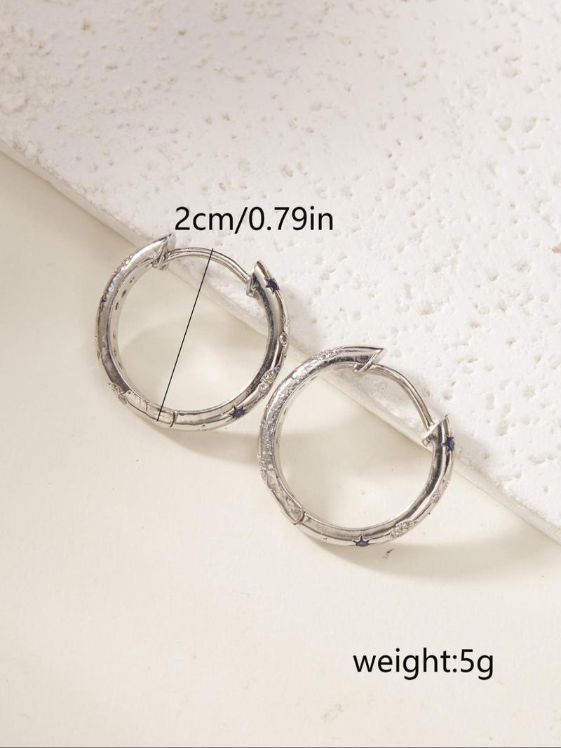 Product Introduction of Vintage Star & Moon Decor Hoop Earrings for Women, Funky Unique Accessories, Fashionable Rhinestone Decorated Earrings, Trendy All-match & Exquisite Jewelry for Birthday Gift 4