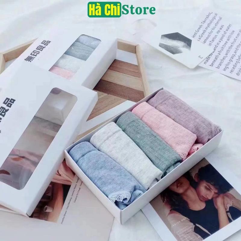 Hộp 5 Quần Lót Nữ Muji Kháng Khuẩn Cotton Tăm Tre Xuất Nhật Co Dãn Bốn Chiều Màu Muối Tiêu - Women