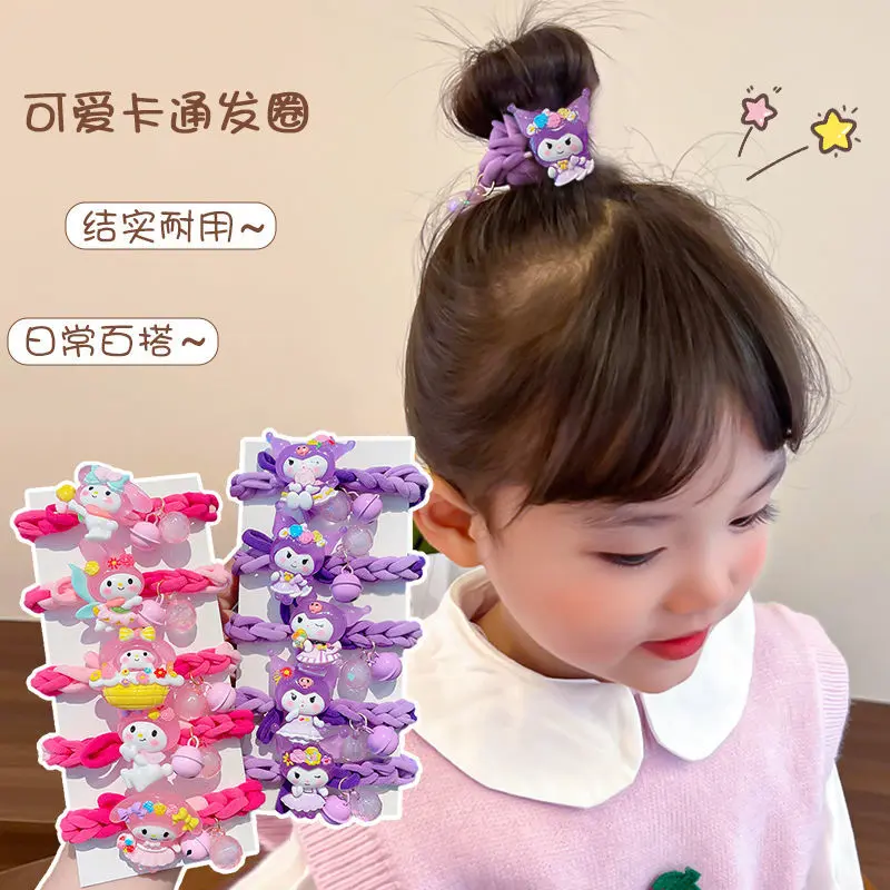 [1331 People Collected] Stylish Kuromi Hair Tie for Girls Sweet Baby Girl Hair Rope Ins Cartoon Hair Accessory Super Cute Bun Hair Band
