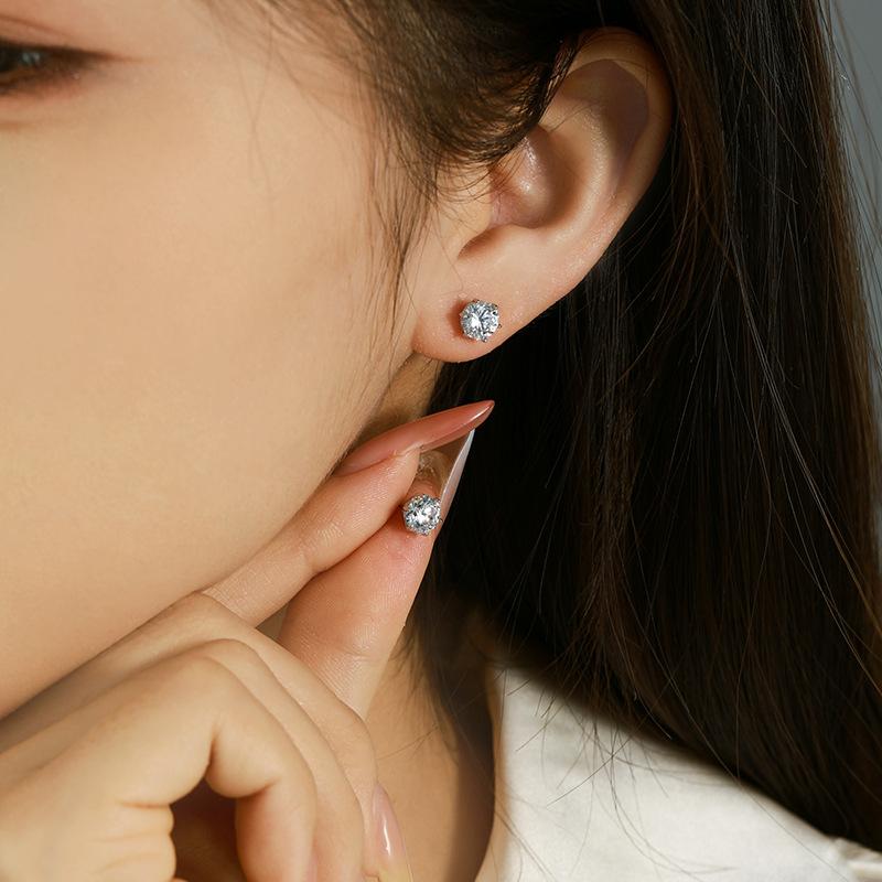 Product Introduction of Bông Tai Đinh tán Zircon, Dát Sáu Chấu Trang sức, phong cách Ins, thiết kế đơn giản, cao cấp, Dễ Phối Đồ 0