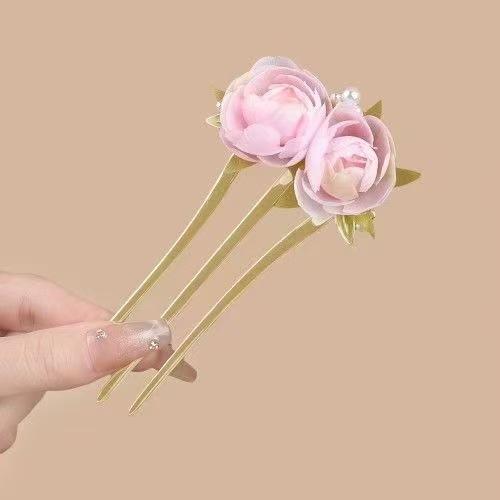 Kẹp Tóc Hoa Mẫu Đơn Phong Cách Trung Quốc Mới Tráng Men Kẹp Tóc Răng Ba Phong Cách Cổ Trang Tóc Cuộn Lưng Đầu Kẹp Tóc Tinh Tế