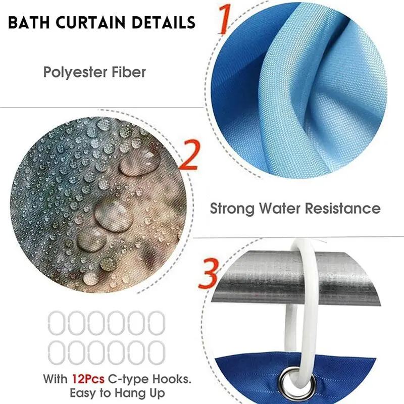 Bộ Rèm Thảm, 4 Cái, Họa Tiết Hình Nấm Và Bướm, Rèm Tắm Polyester Chống Thấm Nước, Có Móc, Thảm Chống Trượt, Thảm Hình Chữ U, Tấm Bọc Nắp Bồn Cầu, Trang Trí Phòng Tắm 5