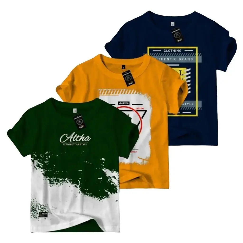 Altha Distro Pakaian Anak Laki - Laki Kaos Katun Usia 1 - 10 Tahun Banyak Warna