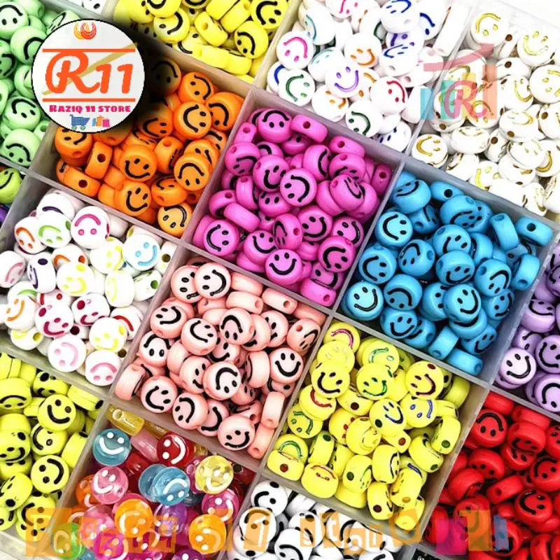 100 pc Manik Manik Smile Bulat Pipih Mote Emoji Smile Bentuk Bulat Bahan Craft Diy Ukuran 6mm Raziq 11 Store Kerajinan 0