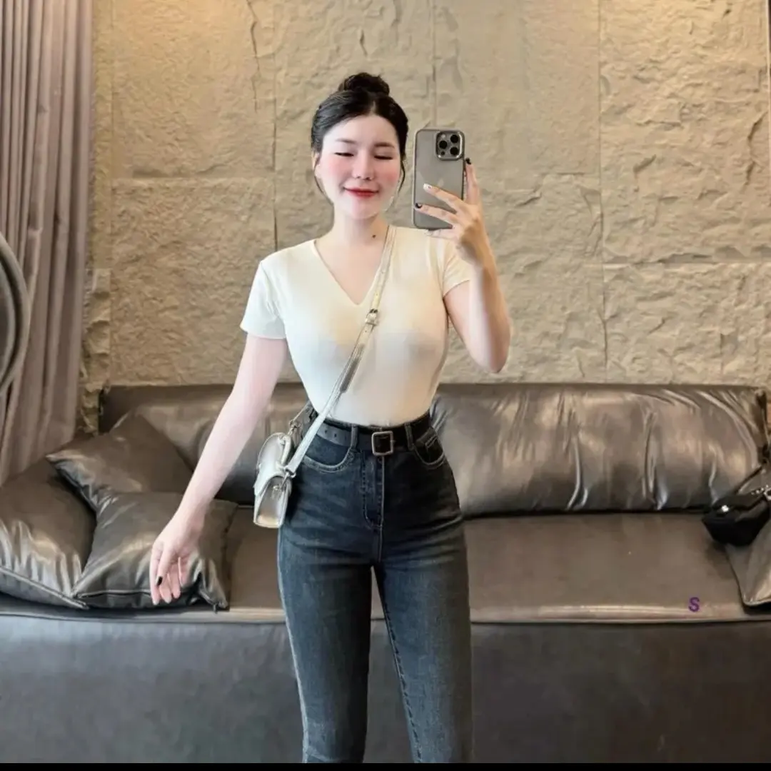 Quần jean ôm cạp cao co dãn màu bụi hottrend, Quần bò skynny hack dáng Nữ Women Nữ Women | BigBuy360 - bigbuy360.vn